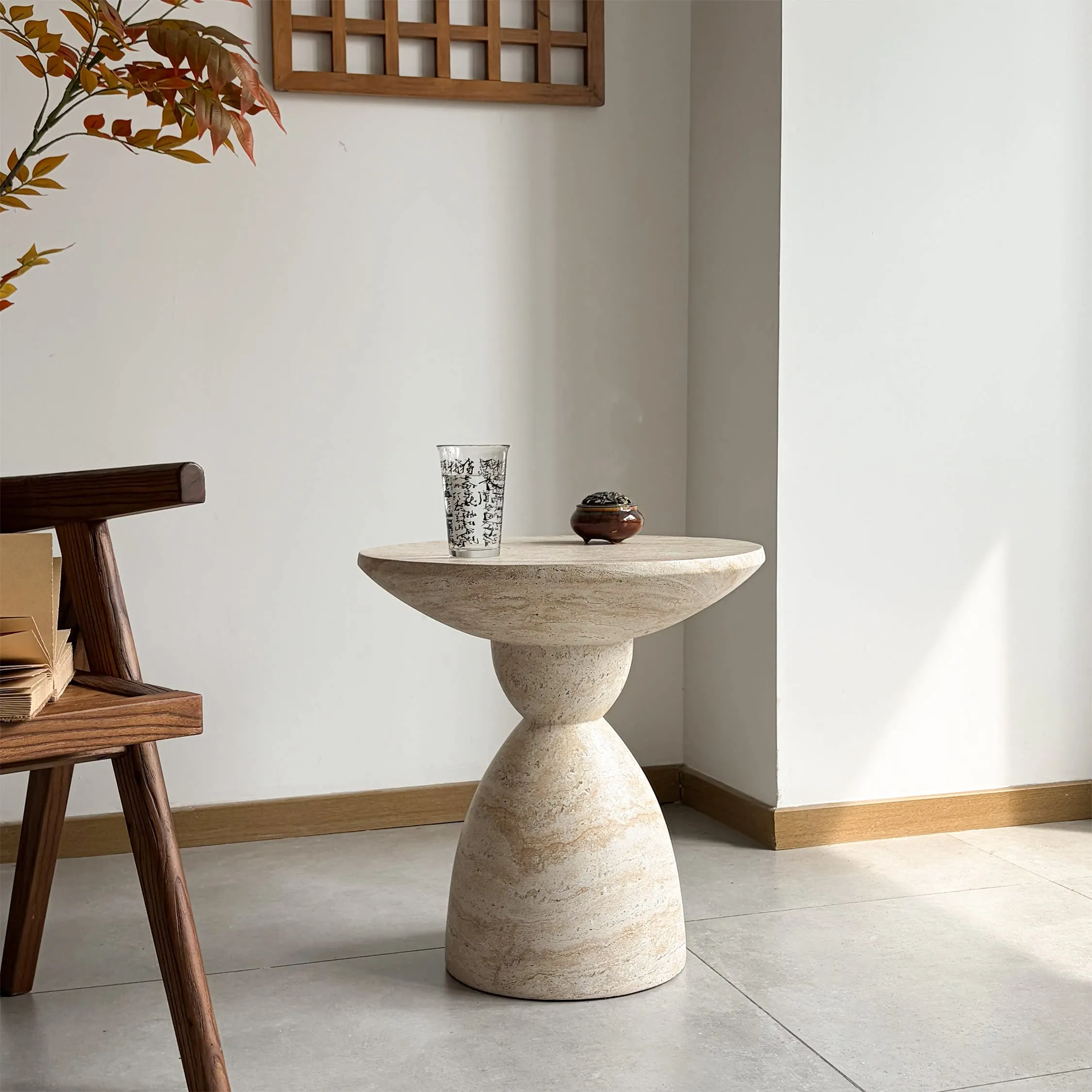 Medieval style imitation travertine round bead shape sofa edge
