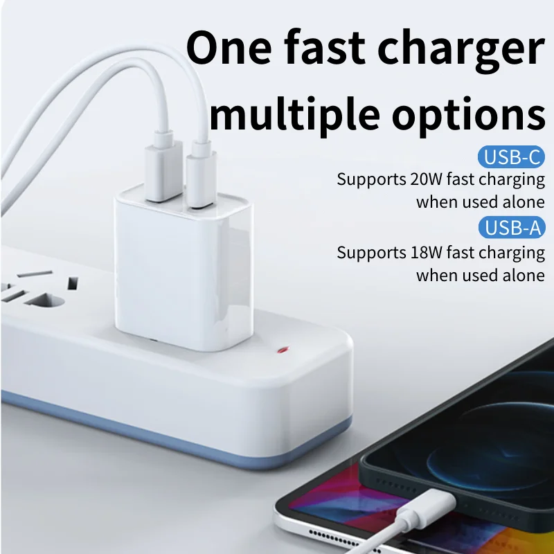 Chargeur mobile PD20W compatible multi-pays, éclairage, parfait pour les États-Unis, le Japon, la Thaïlande et de nombreuses destinations