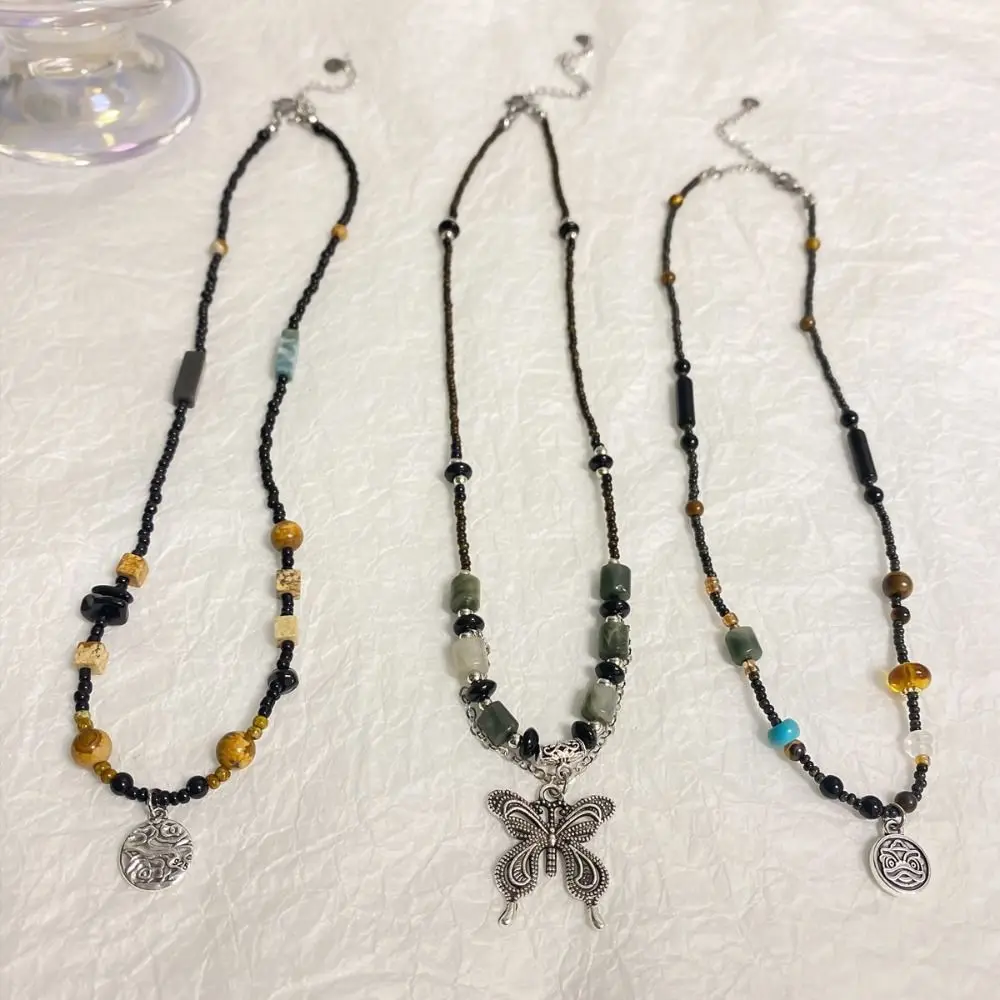 男性と女性のためのヴィンテージスタイルのネックレス,手作りの中国のジュエリー,木製,クリスタル,パンク,ヒッピー,ユニセックス