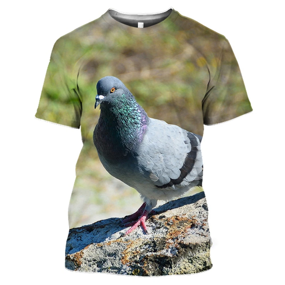 Wild Pigeon 3D Print Summer Men\'s O-Neck T-shirt Casual Short Sleeve Oversized Pullover Fashion Streetwear Tee Tops Men Clothing