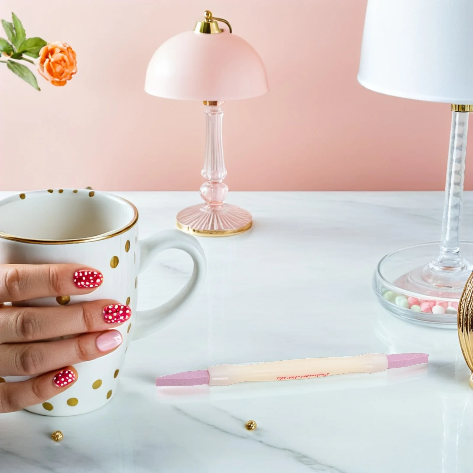 4 szt. Dwustronne pilniki do paznokci z kamienia kwarcowego, polerka, przyrząd do usuwania skórek, pisak do pedicure, narzędzie do manicure, polerki do paznokci