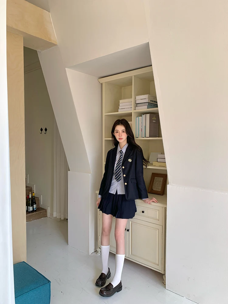 

Tokyo Annual Record JK Uniform Japanese Style School Uniform Women's Autumn College Style Suit Brown Tea Tea Set Enta Color