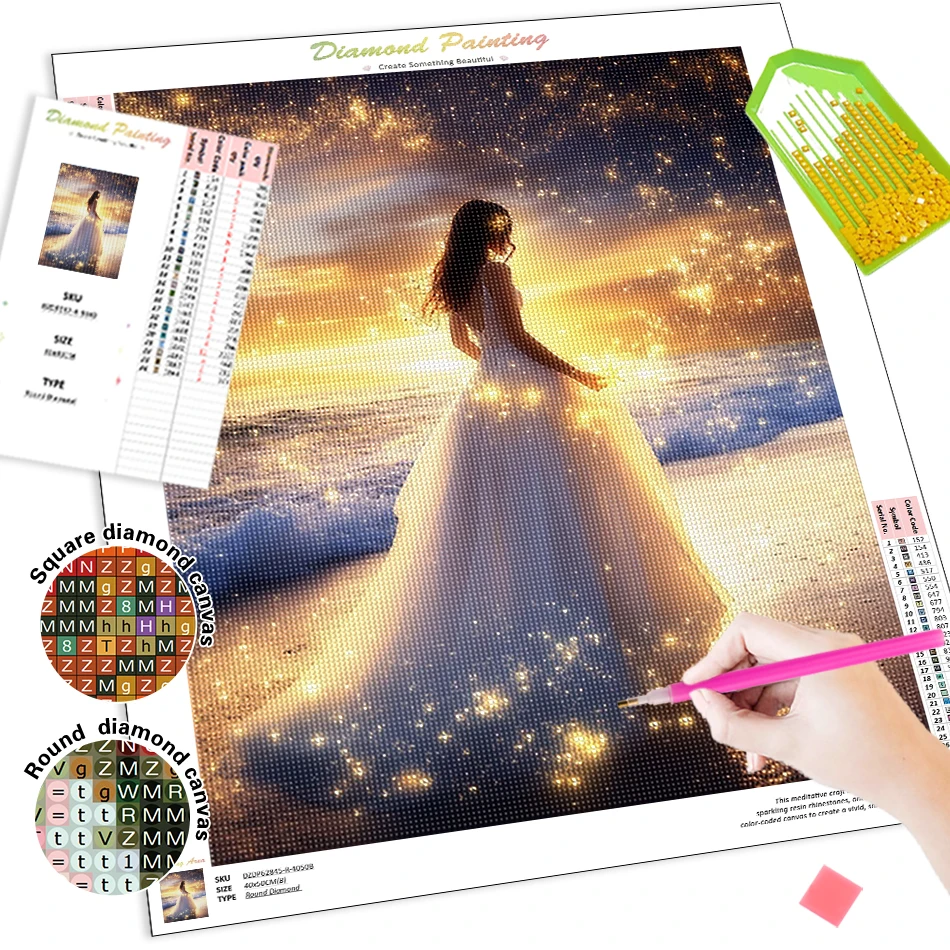 SDOYUNO 5D Diamond Painting Girl back view Rhinestone DIY Diamond Embroidery Crystal Full Square Round Drill Art Kit Home Decor