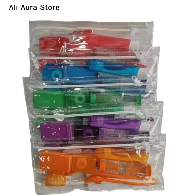 Oral Care Kit Dental Brace Cleaning Kit Protable Travel Patient Ortho Toothbrush Wax Floss Interdental Brush Teeth Straighten