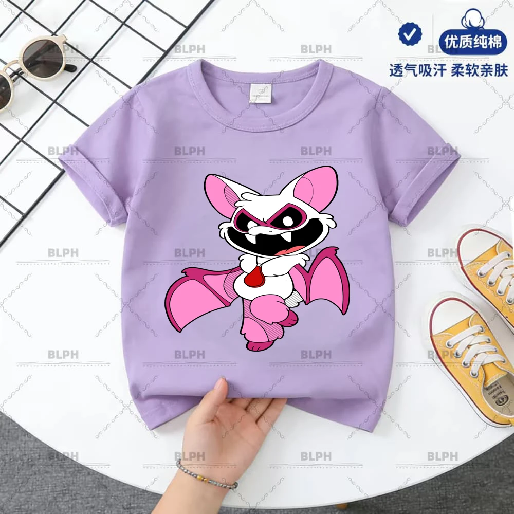 

Розовая детская футболка с изображением персонажей мультфильмов, 100% хлопок, для детей 2-14 лет, для мальчиков и девочек, подарок для фанатов Poppy Playtime