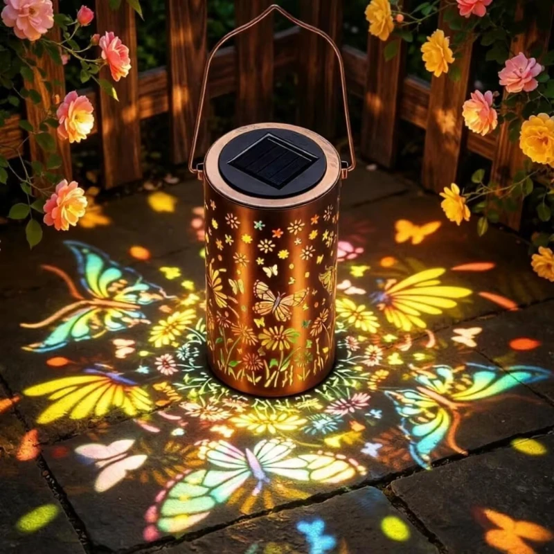 Solar Lantern Hanging - Colorful Sunflower Hummingbird Solar Lantern Metal