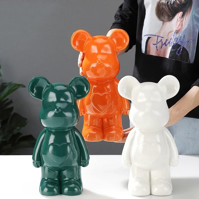 

Modern Electroplating Cartoon Love Violent Bear Ceramic Adornments Store Cafe Office Sculpture Crafts Home Bedroom Accessories