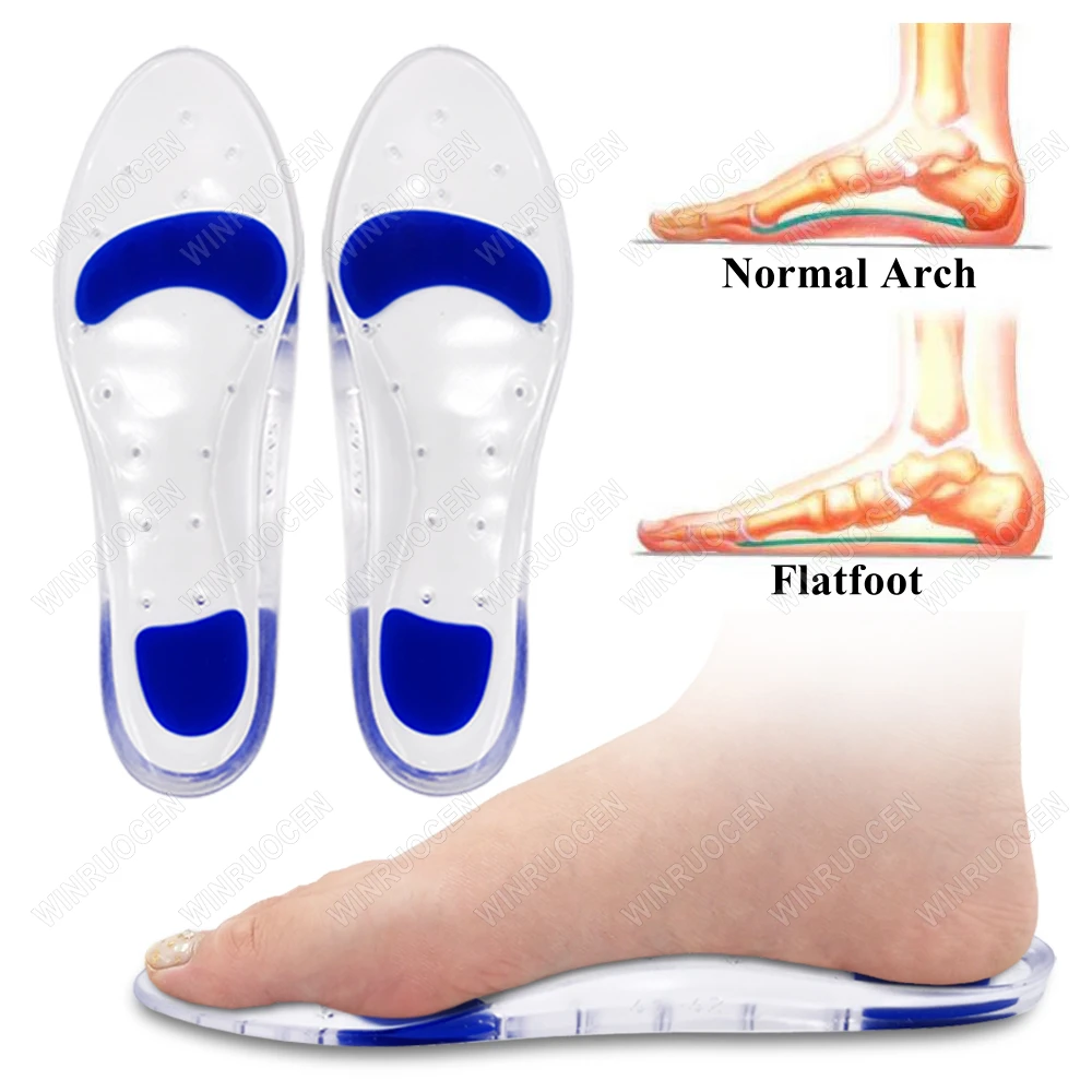 Silicone Orthopedic Insoles Flat Foot Correction Arch Support Sports Massage Insole Heel Pain Foot Pad Men Women Shoe Insole