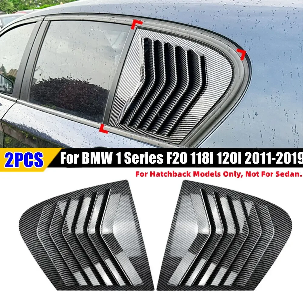 For BMW 1 Series F20 118i 120i Hatchback 2011-2019 Car Rear Louver Window Side Shutter Cover Trim Sticker Vent Scoop ABS Carbon