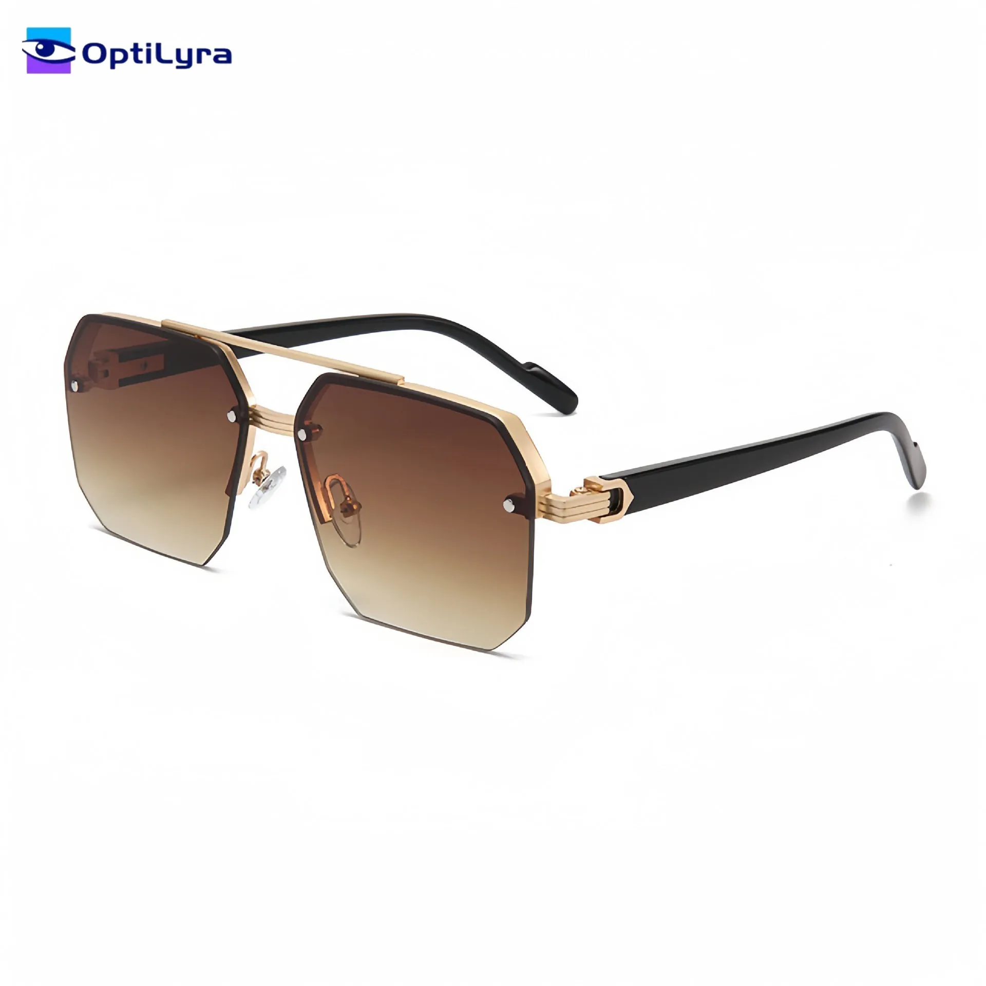 

OptiLyra Brand High Quality Classic Men's Metal Half-Frame Sunglasses And UV-Resistant Driving Glasses