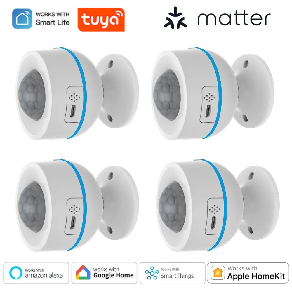 Matter Smart PIR датчик движения детектор датчик движения приложение беспроводное управление через Alexa Google Home SmartThings совместимость с резьбой