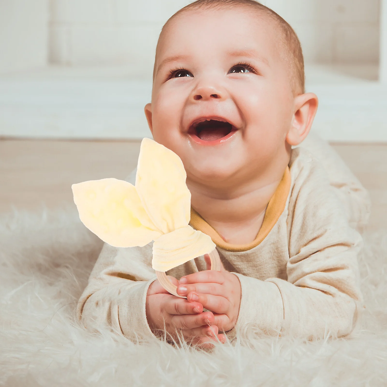 

2pcs Pacify Ring Baby Security Portable Baby Towel Teething Soothing Towel For Newborn Infant Wood Ring Toy Bite