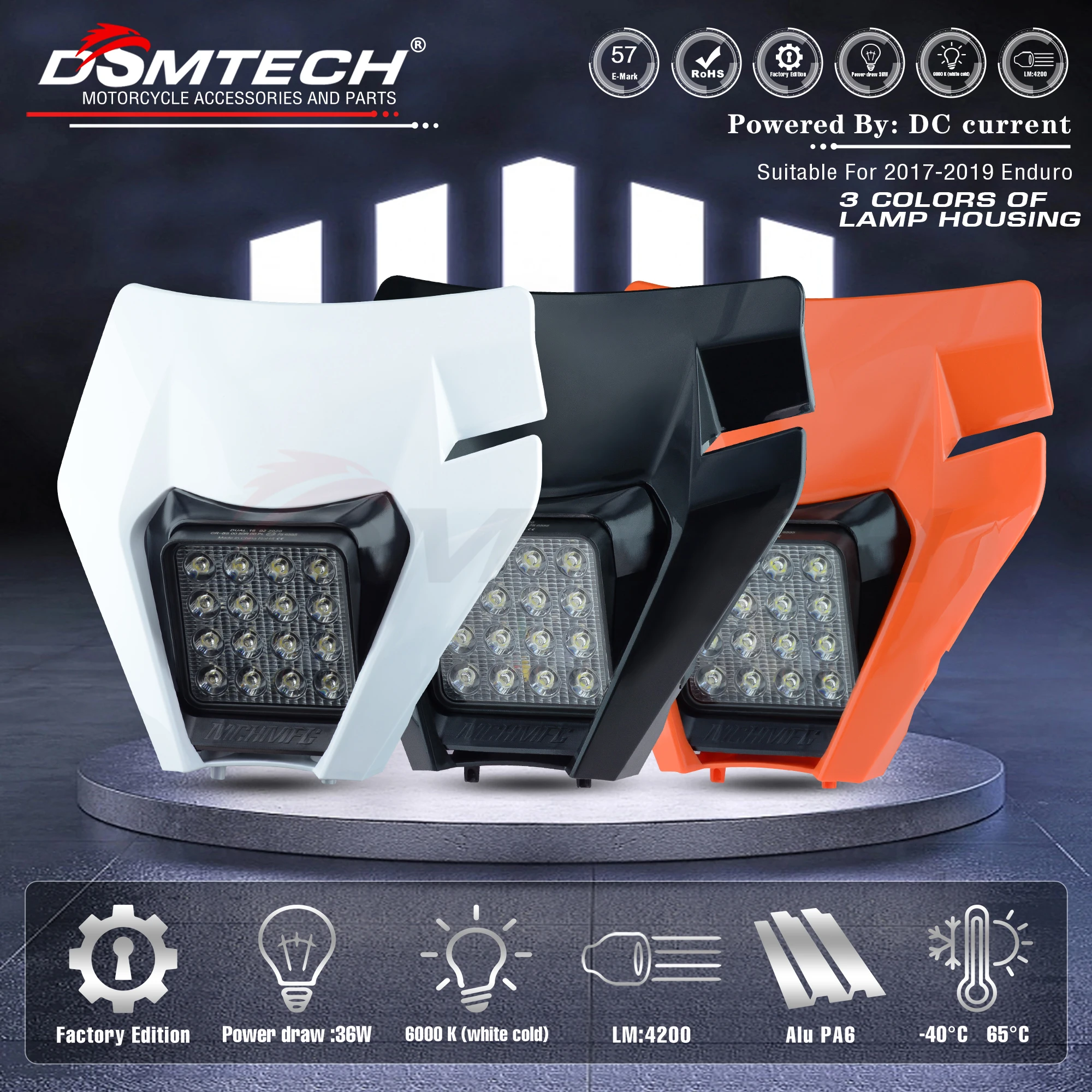 DSMTECH-Lampe de sauna pour moto, éclairage pour KTM, SX, F, EXC, XCF, SMR, 2014, 2015, 2016, 2017, 2018-2023, D343 Bike MX Endflats, Smile Moto