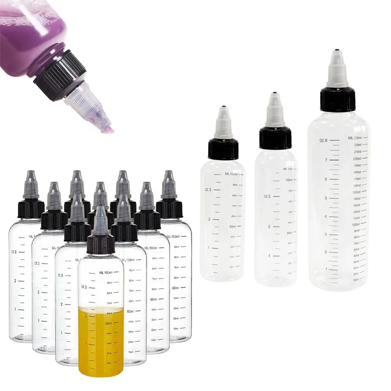 5 Stuks 30 Ml-500 Ml Diy Plastic Hervulbare Fles Vloeibare Olie Druppelflesjes Twist Top Cap Voor Tattoo pigment Inkt Lotion Containers