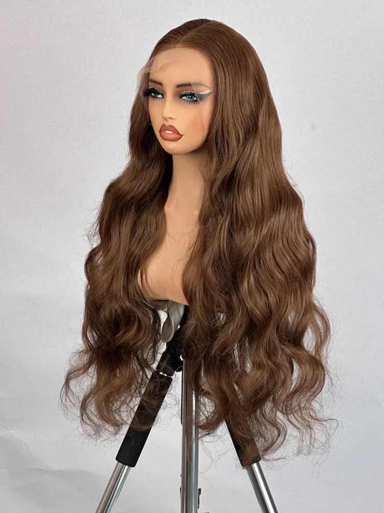 

Парик из бразильских натуральных волос, шоколадно-коричневый, с эффектом Body Wave, плотность 250, 13x4 HD кружевной фронтальный, предварительно выщипанный, мягкий, дышащий