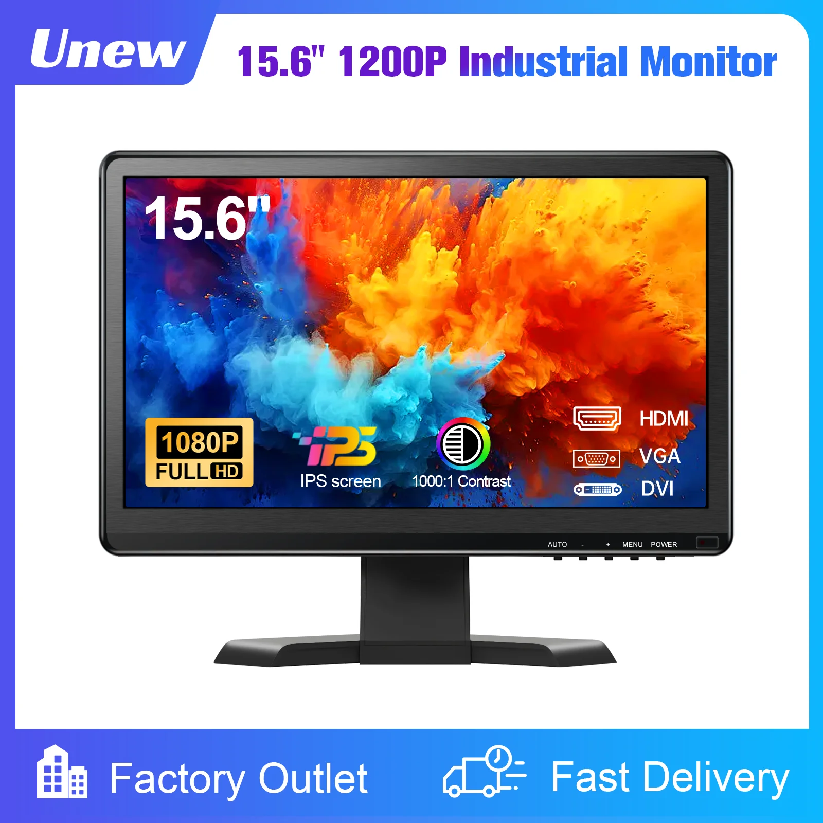 

15,6-дюймовый IPS-монитор Full HD 1920x1080, многоинтерфейсный HDMI, VGA, DVI, VESA, поддержка автоматизации управления, офисные встречи, игры