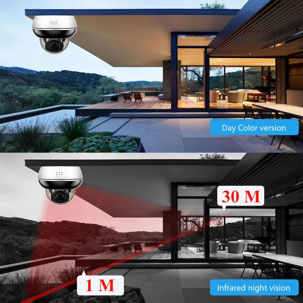 UHD 4K 8MP Sony415 Security IP Camera Dome PTZ POE 48V 5MP 5X Optical Zoom Autofocus Human Tracking Two Way Audio IR 30m