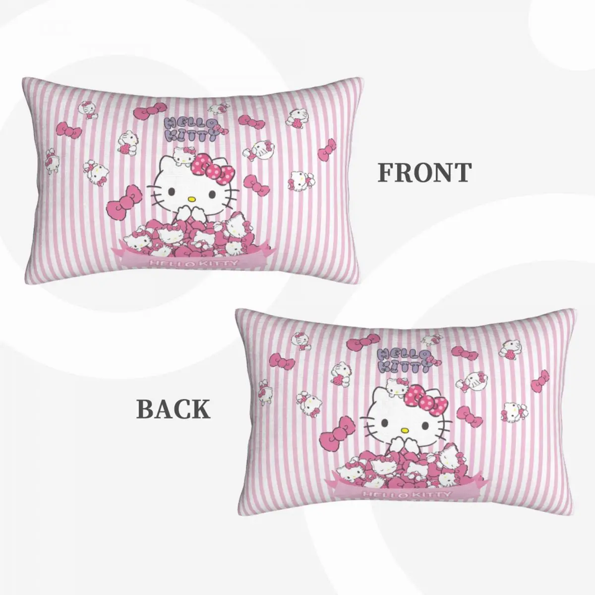 Pink Hello Kitty Cats Cartoon Reversible Pillowcase Cover 20x30 for Hair and Skin Bedding Pillow Covers For Kid Adult