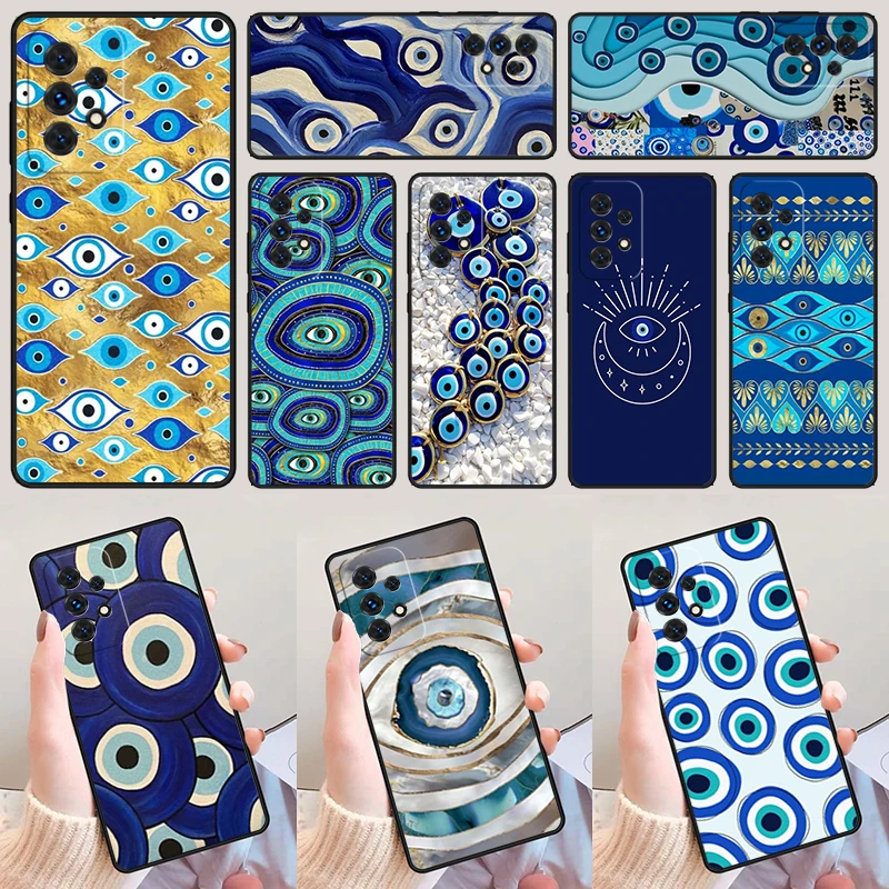 Evil Eye Mineral textures and gold For Samsung A52 A72 A73 A20e A21S A50 A70 A11 A12 A42 A31 A40 A51 A71 A32 A80 Phone Case