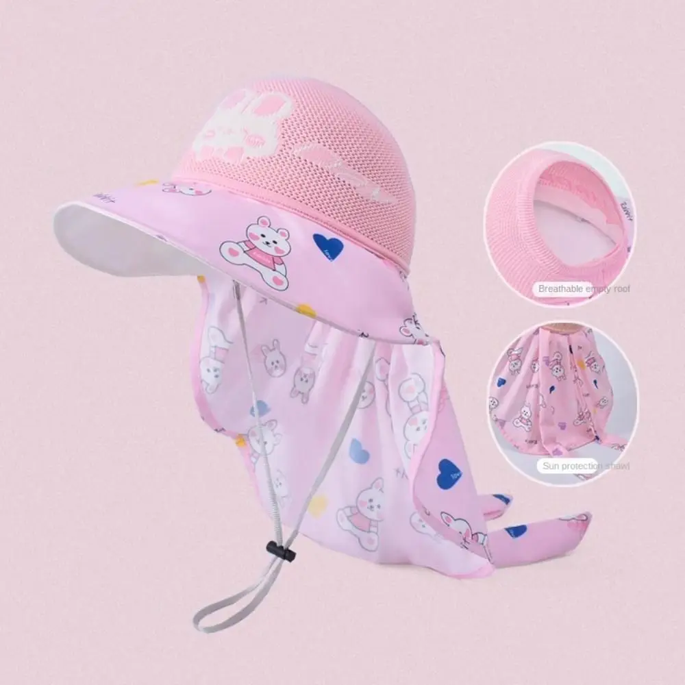 Breathable Children's Sun Hat Cartoon UV Protection Neck Protective Bucket Hat Fisherman Hat