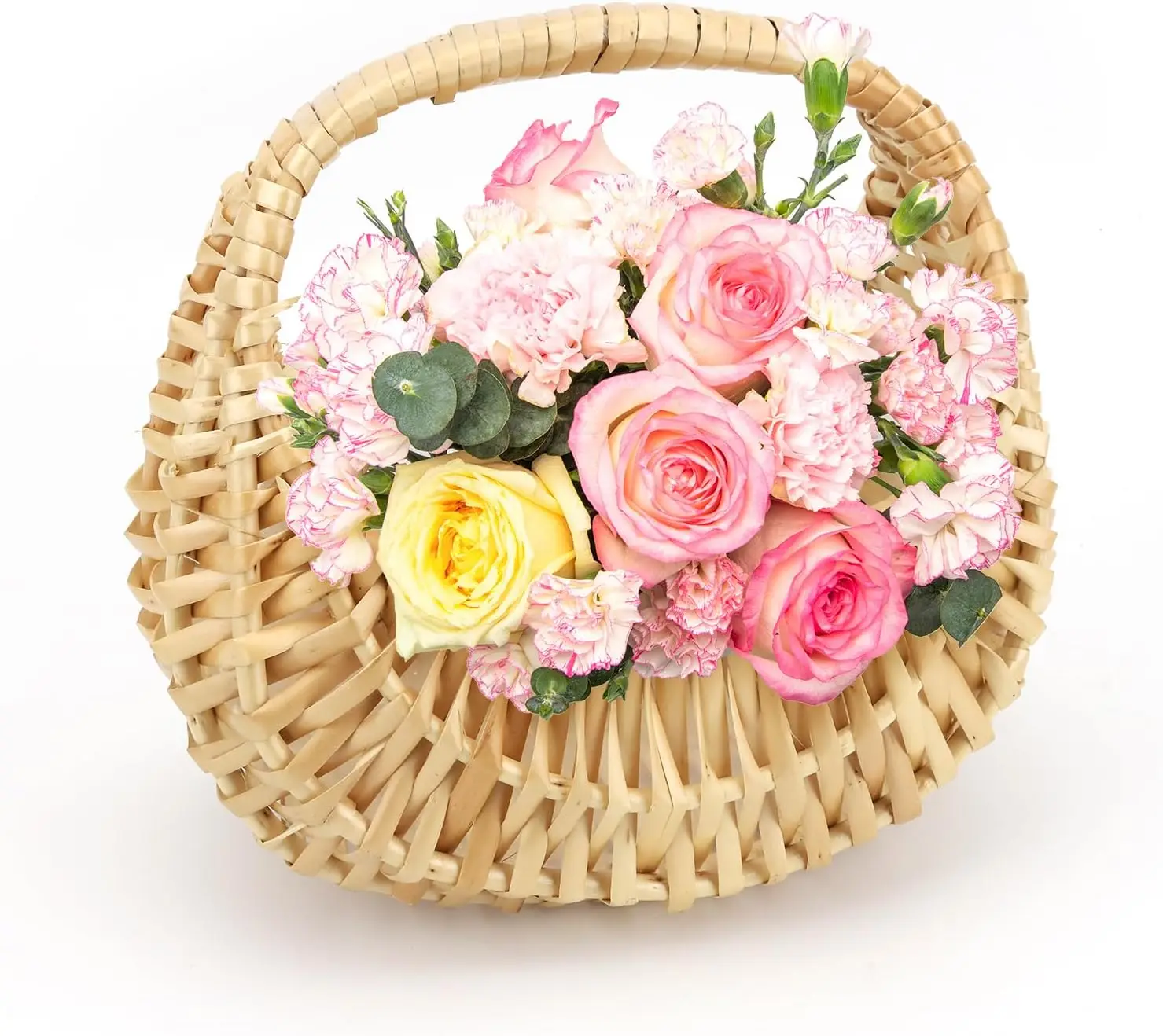 

Плетеная корзина из ротанга в форме полумесяца, маленькая плетеная корзина с ручкой, плетеные корзины для цветов на свадьбу, корзина для пикника