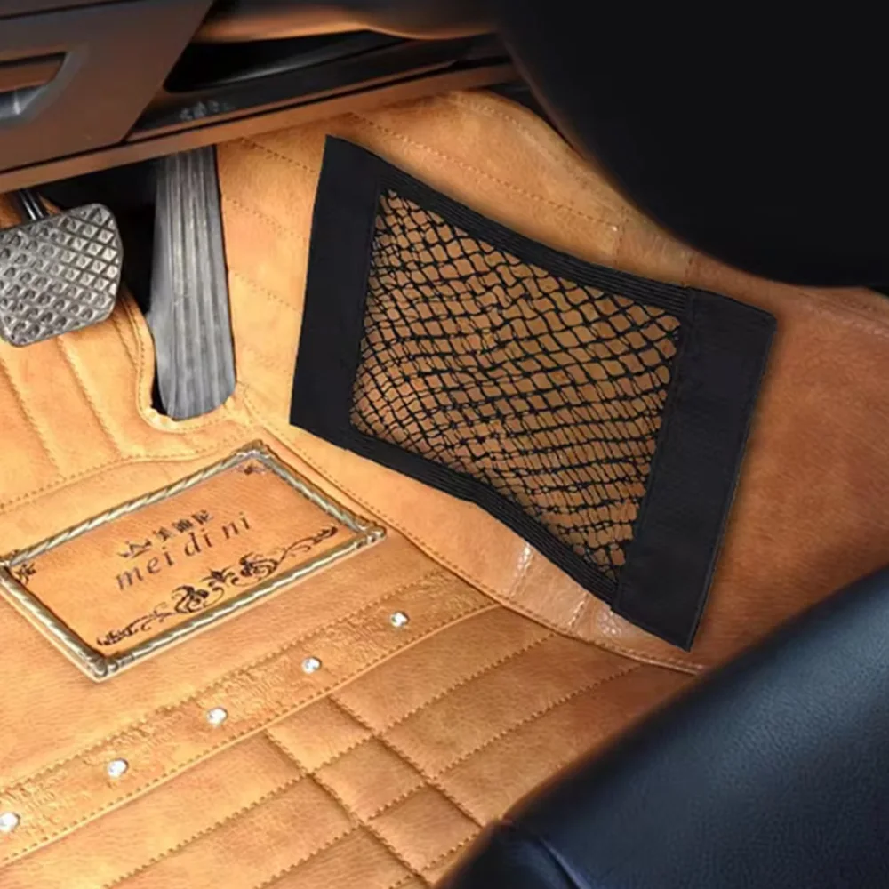 Car storage bag Trunk  Seat Elastic String Net Magic Sticker Universal Storage Bag Pocket Auto Organizer Seat Back Bag image 6