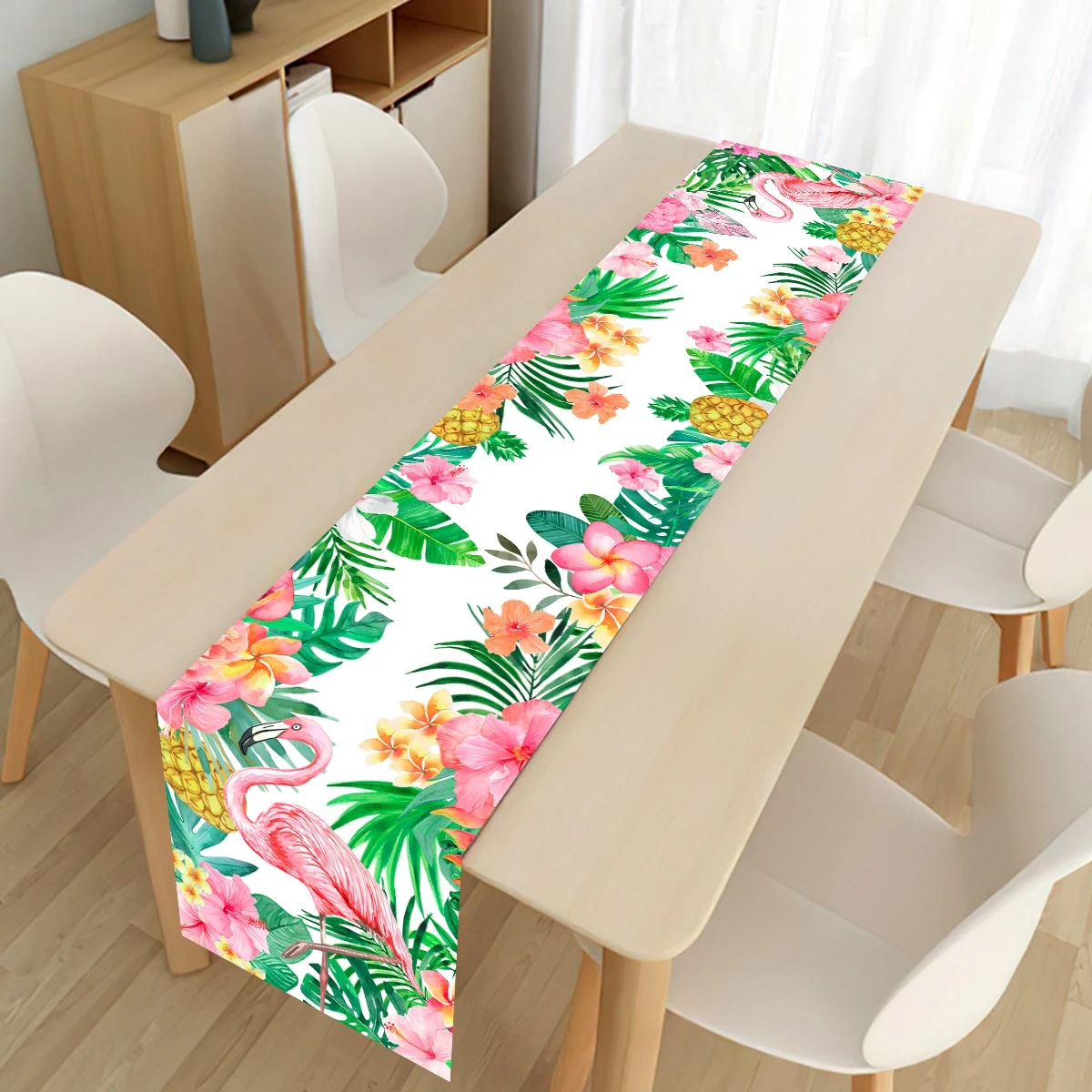 

Hawaiian Party Table Runner Tropical Leaves Flamingo Birthday Table Cover Table Decor Home Kitchen Dining Room Party Supplies