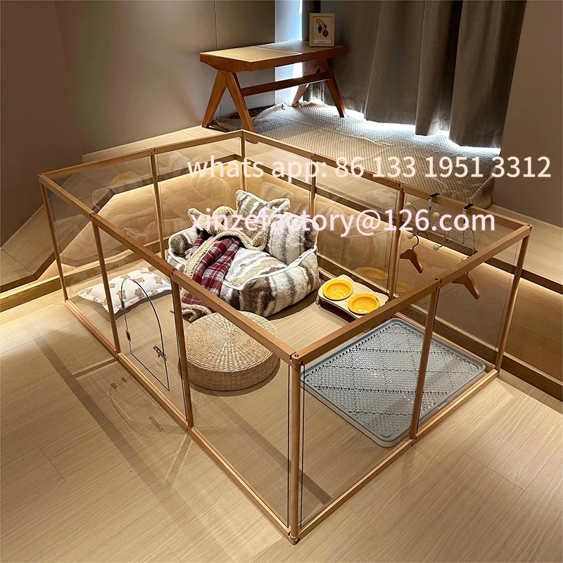 

Customizable Solid Wood Splice Fence for Pets Indoor Separation Fence Transparent Dog Cage for Small Dogs Pet Fences Products Ac