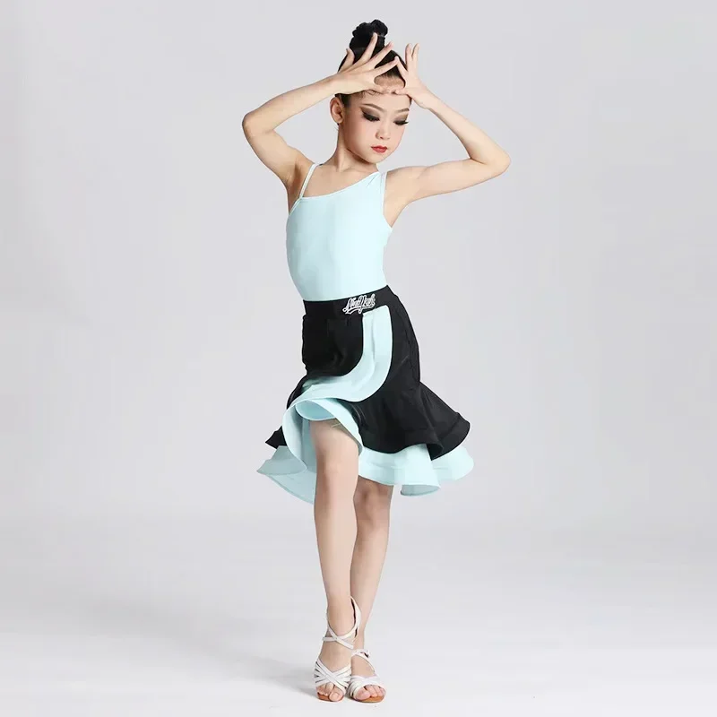 

Новое платье для латинских танцев для девочек, профессиональное платье, тренировочная одежда для бальных соревнований, ча-ча-rumba