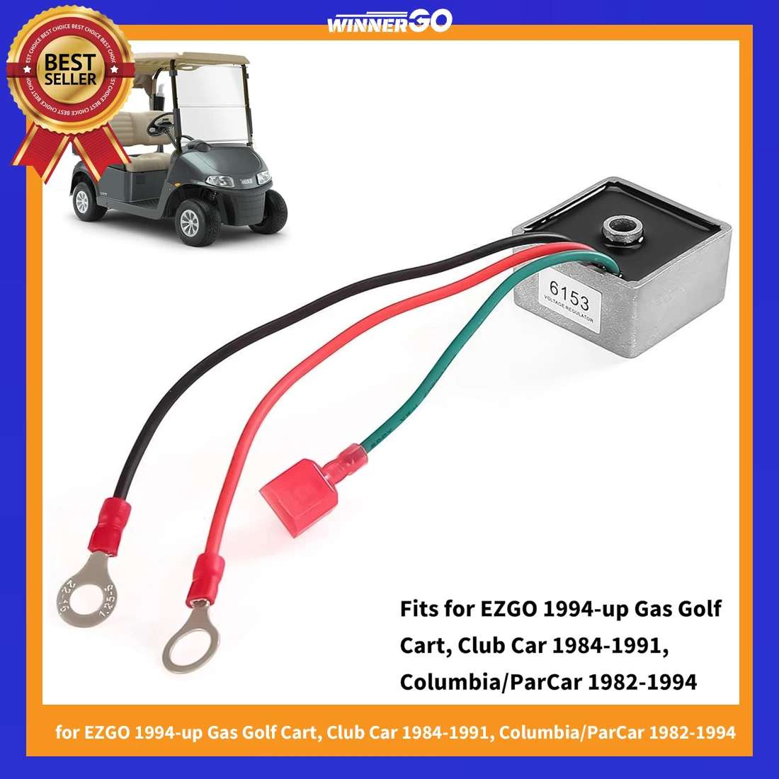 

Voltage Regulator Rectifier for EZGO TXT & RXV 1994-up Gas Golf Cart Club Car Columbia/ParCar 1982-1994 OEM 27739-G01 27739G01