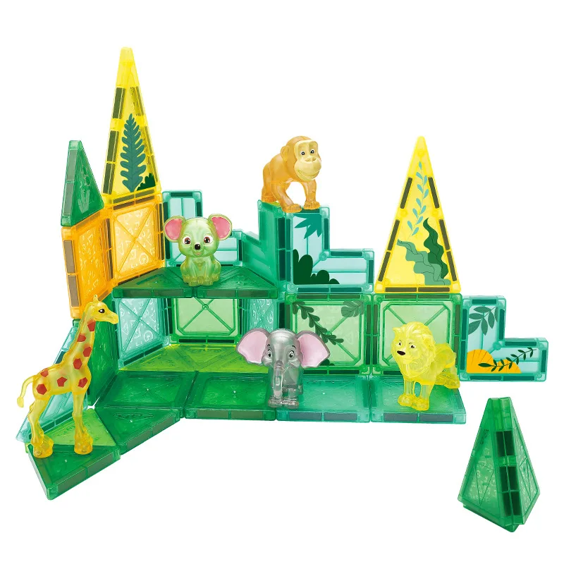 Puzzle de fenêtre couleur forêt naturelle, assemblage de feuilles magnétiques variées, piste magnétique, jouet de bloc de construction magnétique puissant pour enfants