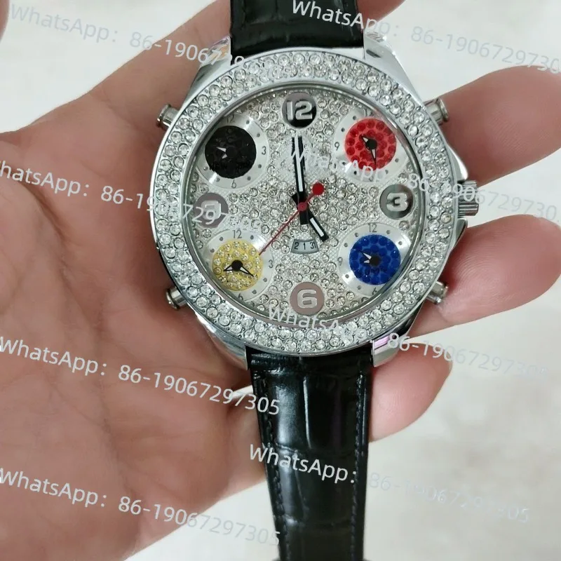 

Модные мужские и женские кварцевые часы с большим циферблатом и стразами, кварцевые цыганские часы