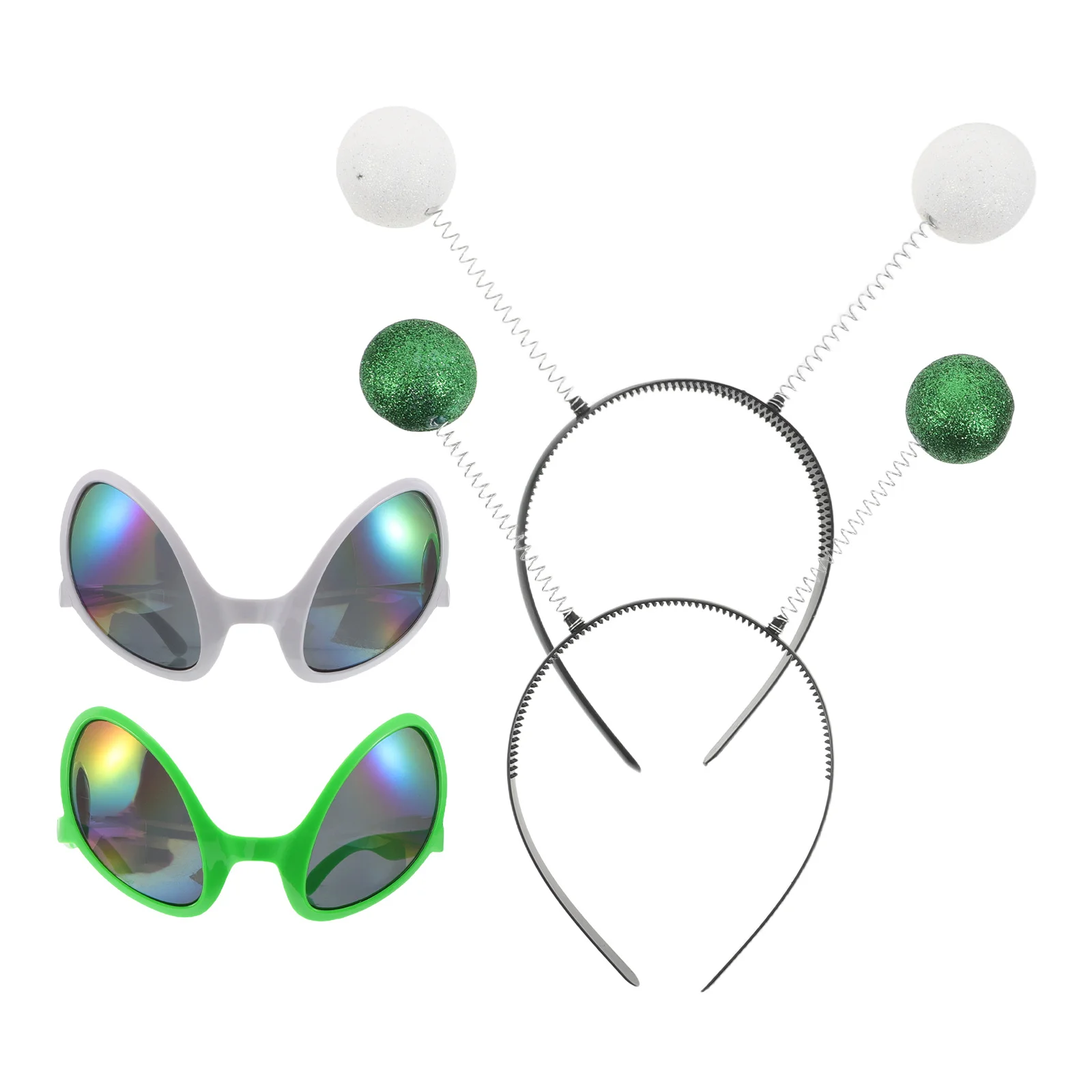 

1 комплект, забавный костюм, очки, повязка на голову с марсианской антенной, блестящая голова, боперы, космический костюм, сувениры для вечеринки, Хэллоуин, косплей