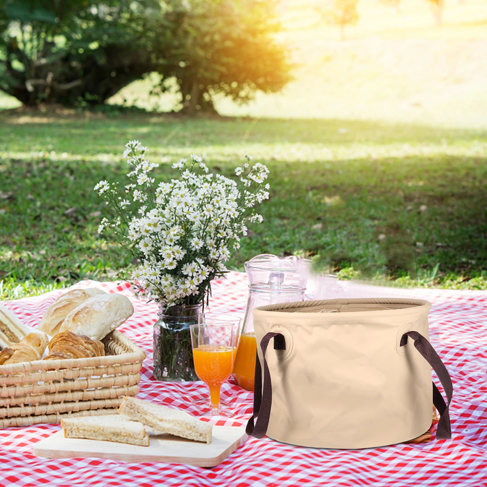 

Folding Water Bucket PVC Mesh Portable Collapsible Bucket Outdoor Camping Fishing Travel Storage Container Washbasin Vegetable