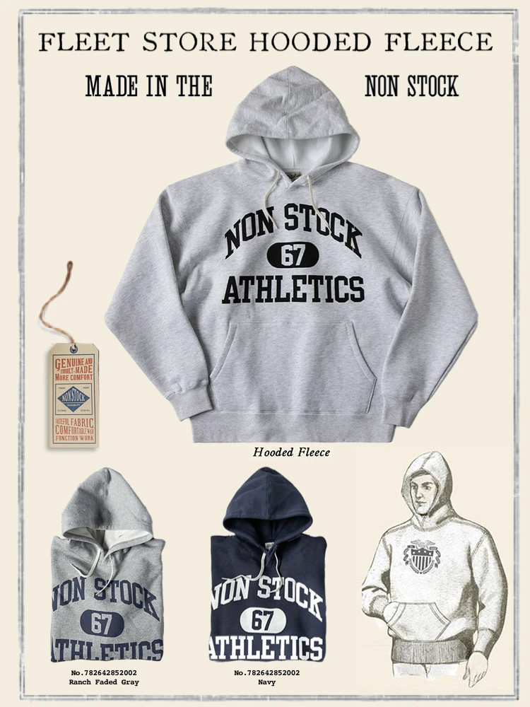 

NonSto American Retro Heavyweight Pure Cotton Hoodie Sweatirt Loose Fit Long Sve Crew Ne Kangaroo ket Autumn Winter
