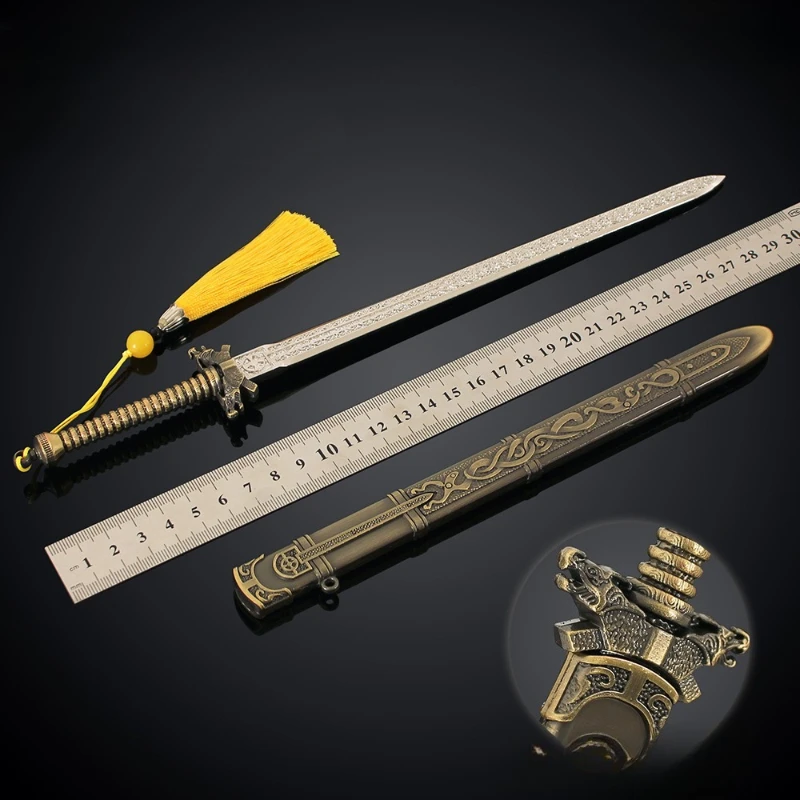 30cm New Anime Figure Heavy Ye Sword Peripheral Metal Model Craftsmanship Desktop Decoration Ornaments Boys Birthday Gifts Toys