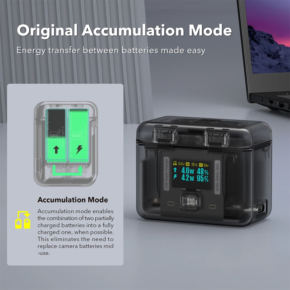 24W Smart Charging Case Battery Bidirectional Fast Charging Charger With Memory Card Storage For Insta360 AcePro2 Accessories