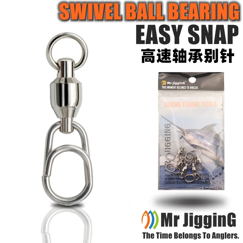 

Mr JigginG 5PCS Swivel Snap Stainless Steel Ball Bearing High Speed Rolling Swivel Quick Snap Fishing Accessories Fishing Tackle