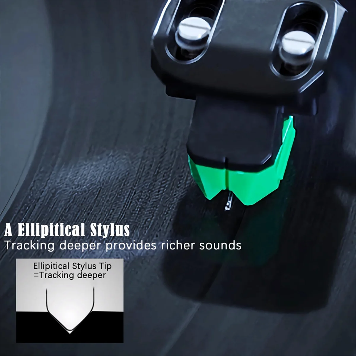 Record Player Needle Replacement for AT-VMN95E Stylus, Elliptical Turntable Needle for AT-LP120X