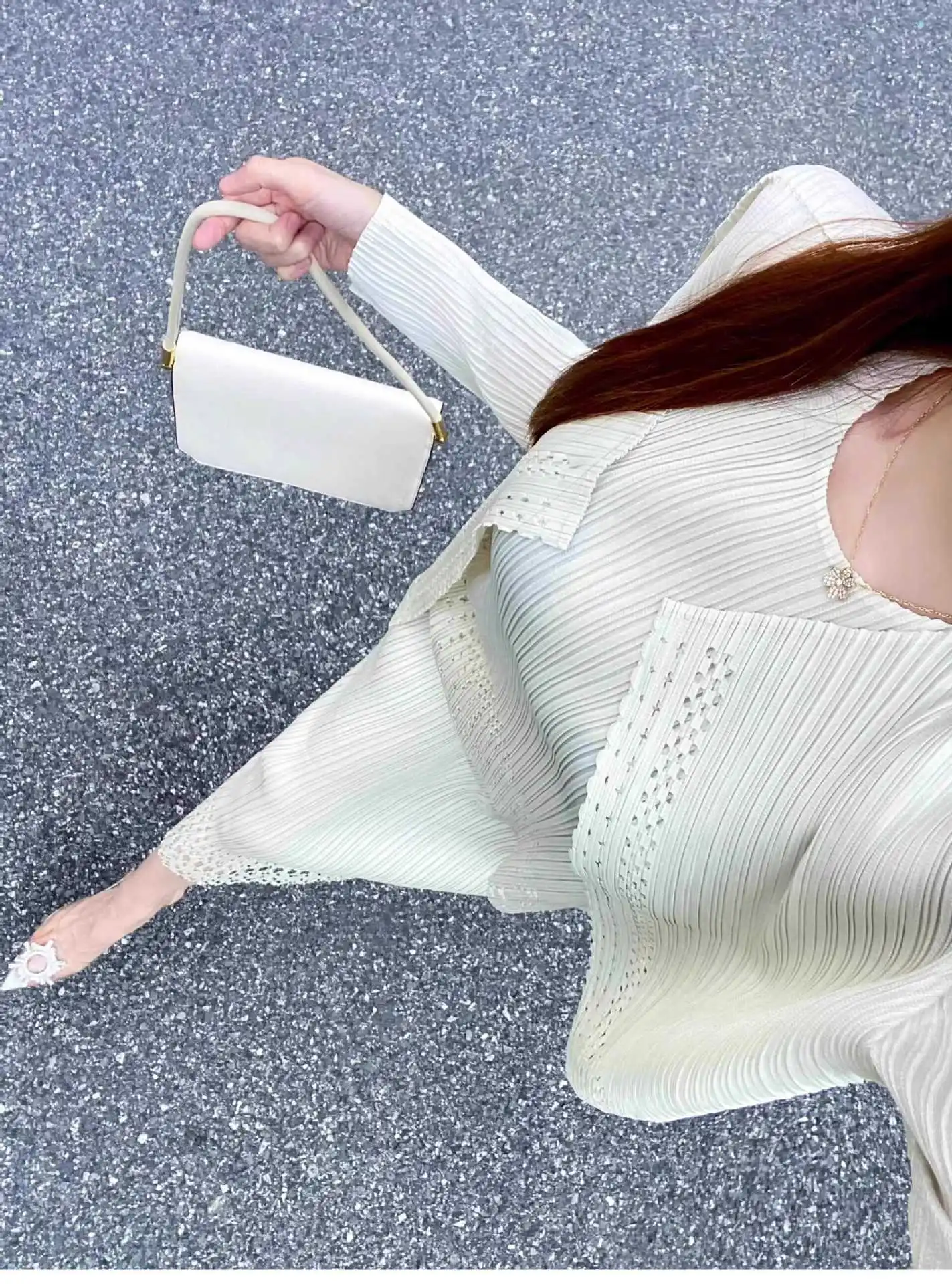 Half-body Skirt Temperament Fashion Casual Elegance Gentle Pure Colour Slim Pleated Medium-length Skirt Miyake 2025 Summer New