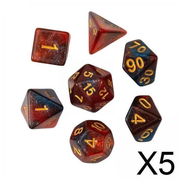 

5x 7 Pieces Polyhedral Dice Set Party Toys D4 D8 D10 D12 D20 Acrylic Dice Set Multi-sided Dice for MTG Board Games