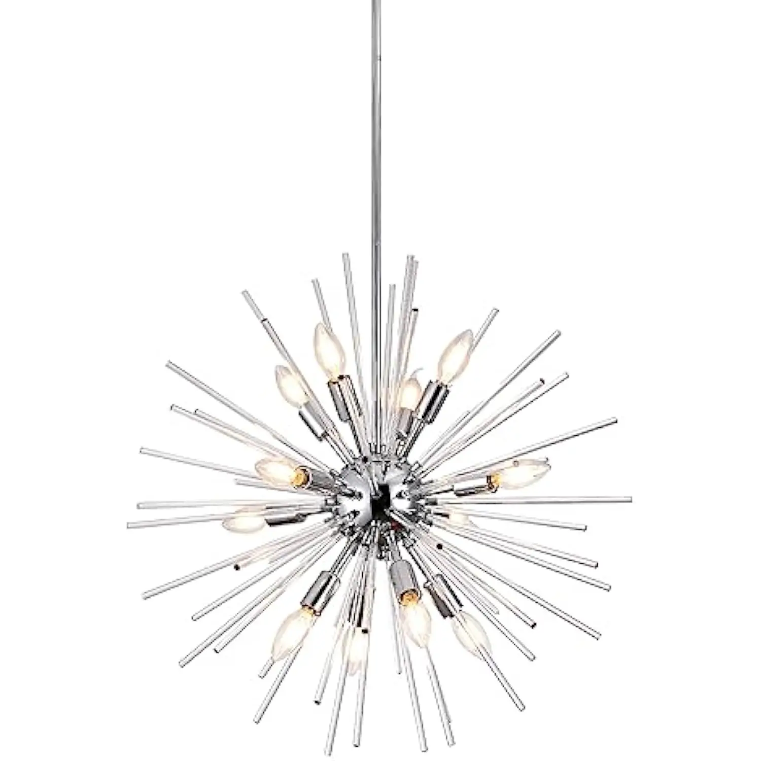 

Modern Sputnik Chandeliers 12-Light Chrome Firework Pendant Lighting Satellite Chandelier Transparent Acrylic Rod for Living Ro