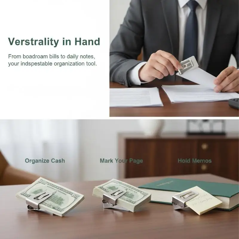 Slim Anti-Fall Stainless Steel Men's Money Clip Pocket ID Credit Card Folder for Office Daily Commute