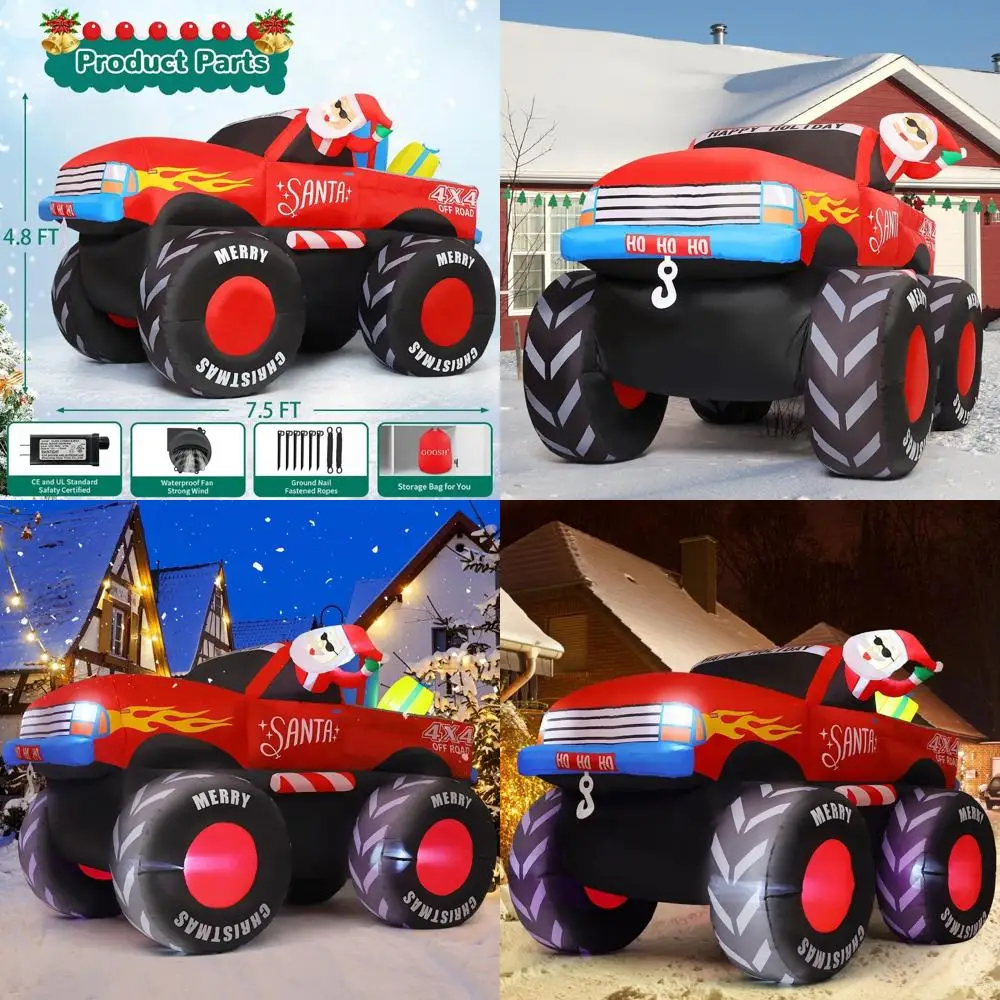 

Рождественское уличное надувное украшение монстра с Санта-Клаусом и подарками, светодиодные фонари, декор для садовой лужайки