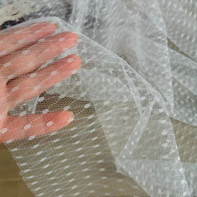 50X150 سنتيمتر أسود أبيض الدانتيل شبكة نقطة الجاكار النسيج تول النسيج لفستان و ناموسية خليط التطريز Diy بها بنفسك المواد