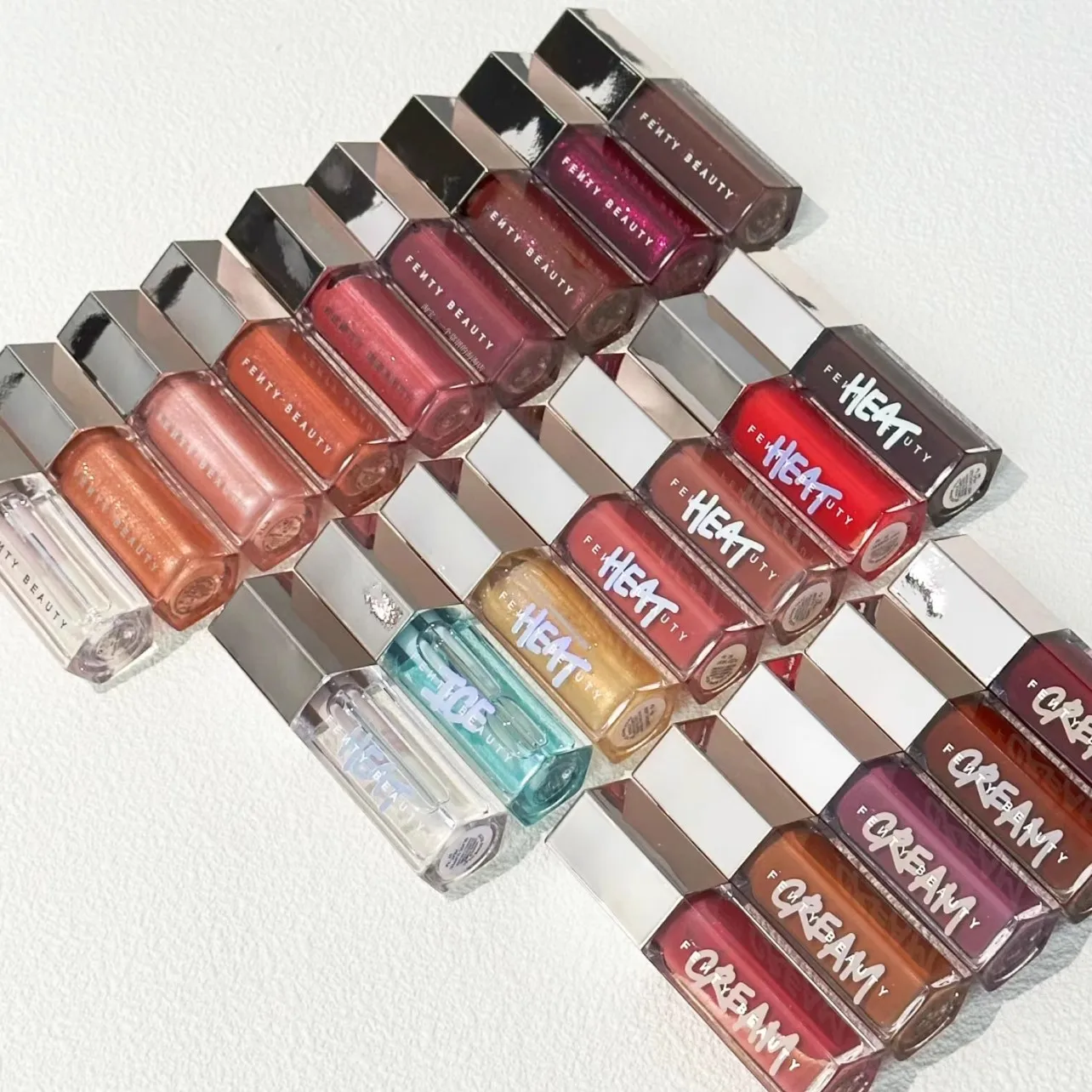 20 Colors Lip Glaze Pentagonal High Gloss Diamond Shimmering Glass Mirror Lip Gloss Glitter Moisturizing Plumper Long Lasting