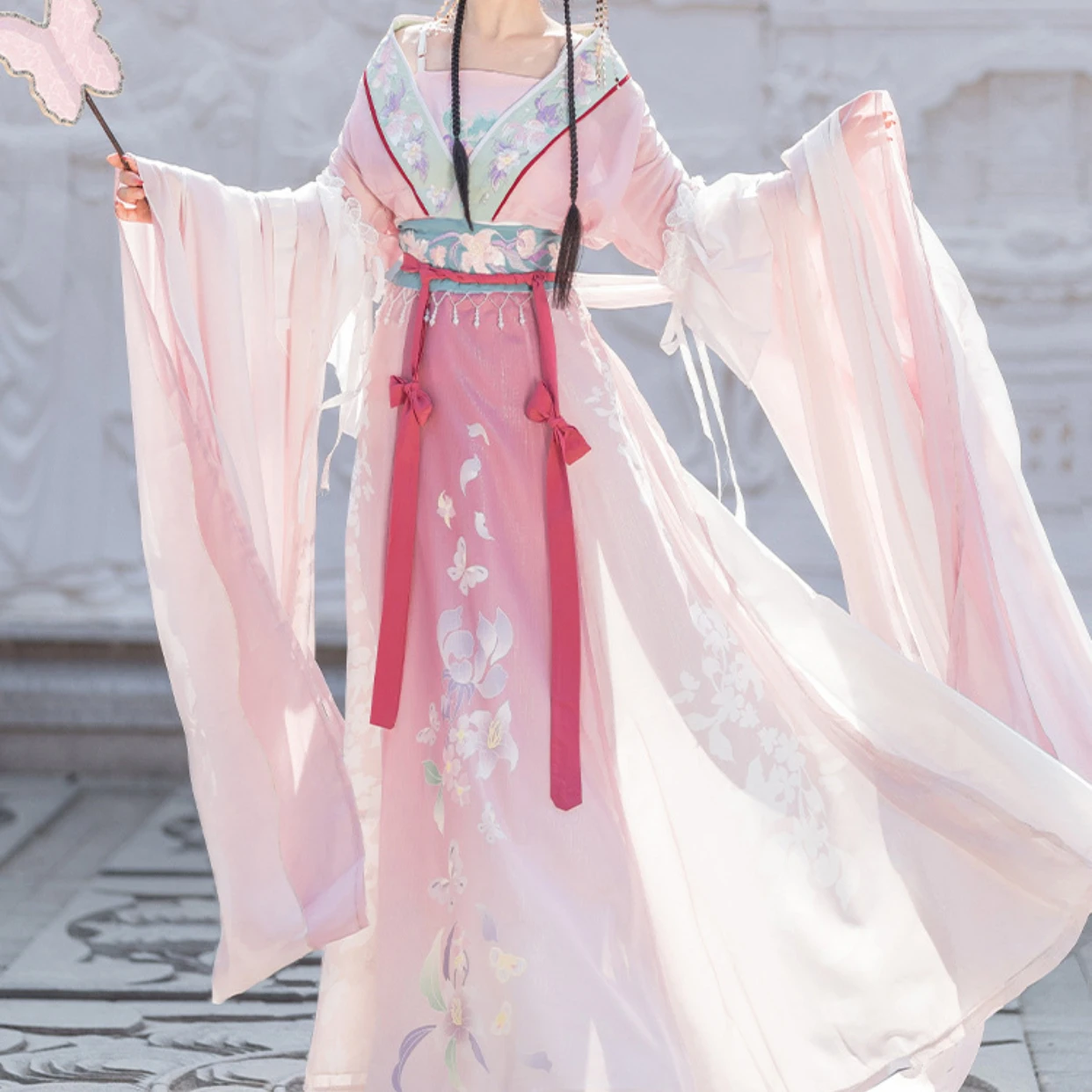 Women Ancient Clothing Hanfu Dynasty Style Wei Jin Dynasties The Improved Super Immortal Long-sleeved Jacket The Waist Summer