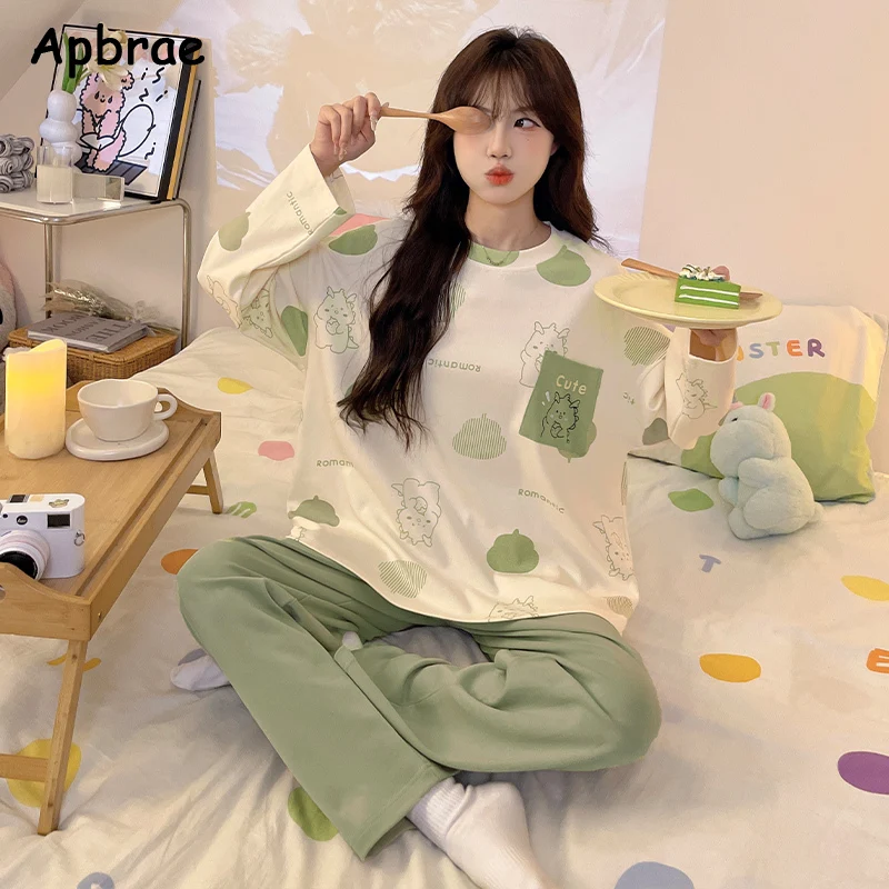 Star Print Pajamas for Women Autumn Winter Woman Sleepwear Fashion Home Clothes Cute Homewear Casual Pijamas for Girl