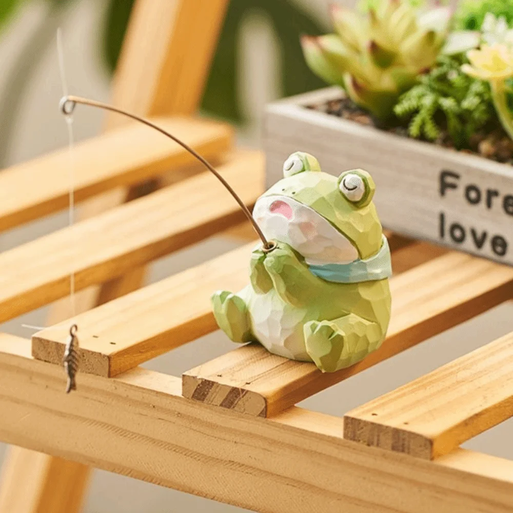 Figuras de pesca de animales de resina, estatua hecha a mano, pantalla, modelo Animal, adorno de escritorio, micropaisaje, decoraciones de ordenador de mesa