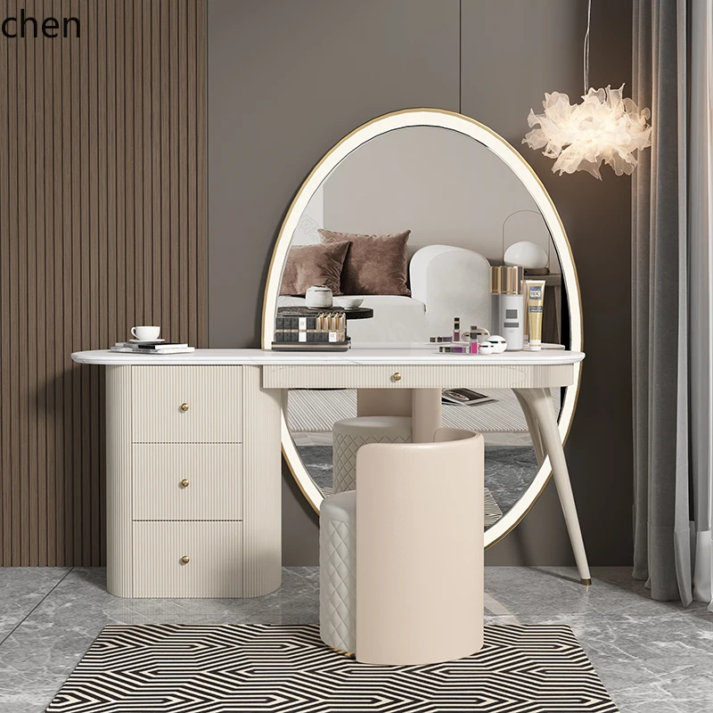 

LXC dresser small apartment bedroom premium light luxury makeup table rock slab marble panel
